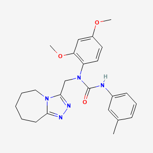 molecular formula C24H29N5O3 B11258454 1-(2,4-dimethoxyphenyl)-3-(3-methylphenyl)-1-(6,7,8,9-tetrahydro-5H-[1,2,4]triazolo[4,3-a]azepin-3-ylmethyl)urea 