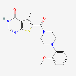 molecular formula C19H20N4O3S B11258518 (4-Hydroxy-5-methylthieno[2,3-d]pyrimidin-6-yl)[4-(2-methoxyphenyl)piperazin-1-yl]methanone 