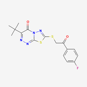 molecular formula C16H15FN4O2S2 B11258525 3-tert-butyl-7-{[2-(4-fluorophenyl)-2-oxoethyl]sulfanyl}-4H-[1,3,4]thiadiazolo[2,3-c][1,2,4]triazin-4-one 