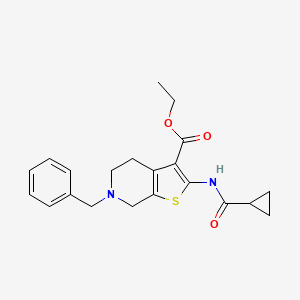 molecular formula C21H24N2O3S B11258539 Ethyl 6-benzyl-2-[(cyclopropylcarbonyl)amino]-4,5,6,7-tetrahydrothieno[2,3-c]pyridine-3-carboxylate 