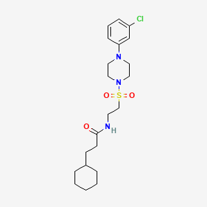 N-(2-((4-(3-chlorophenyl)piperazin-1-yl)sulfonyl)ethyl)-3-cyclohexylpropanamide