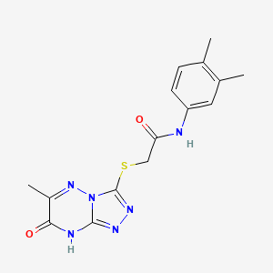 molecular formula C15H16N6O2S B11258644 N-(3,4-dimethylphenyl)-2-[(6-methyl-7-oxo-7,8-dihydro[1,2,4]triazolo[4,3-b][1,2,4]triazin-3-yl)sulfanyl]acetamide 