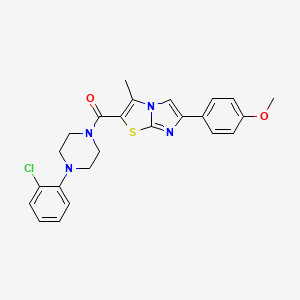 molecular formula C24H23ClN4O2S B11258690 (4-(2-Chlorophenyl)piperazin-1-yl)(6-(4-methoxyphenyl)-3-methylimidazo[2,1-b]thiazol-2-yl)methanone 