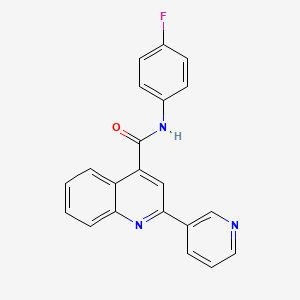 molecular formula C21H14FN3O B11258777 N-(4-fluorophenyl)-2-pyridin-3-ylquinoline-4-carboxamide 