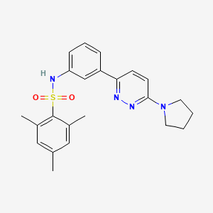 2,4,6-trimethyl-N-(3-(6-(pyrrolidin-1-yl)pyridazin-3-yl)phenyl)benzenesulfonamide