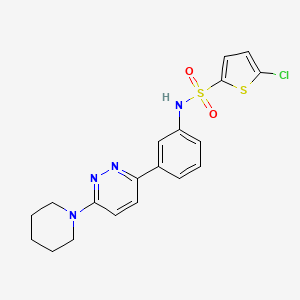 molecular formula C19H19ClN4O2S2 B11258801 5-Chloro-N-{3-[6-(piperidin-1-YL)pyridazin-3-YL]phenyl}thiophene-2-sulfonamide 