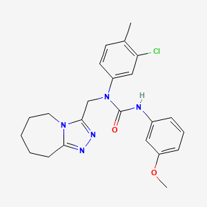 molecular formula C23H26ClN5O2 B11258807 1-(3-chloro-4-methylphenyl)-3-(3-methoxyphenyl)-1-((6,7,8,9-tetrahydro-5H-[1,2,4]triazolo[4,3-a]azepin-3-yl)methyl)urea 