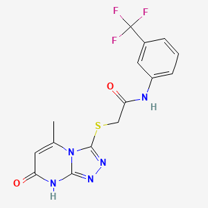 molecular formula C15H12F3N5O2S B11258823 2-({5-Methyl-7-oxo-7H,8H-[1,2,4]triazolo[4,3-A]pyrimidin-3-YL}sulfanyl)-N-[3-(trifluoromethyl)phenyl]acetamide 