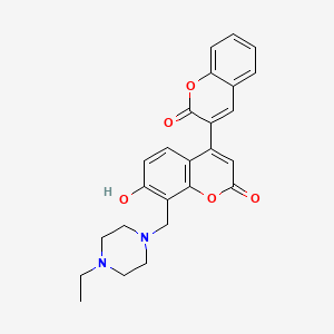 molecular formula C25H24N2O5 B11258829 8'-[(4-ethylpiperazin-1-yl)methyl]-7'-hydroxy-2H,2'H-3,4'-bichromene-2,2'-dione 