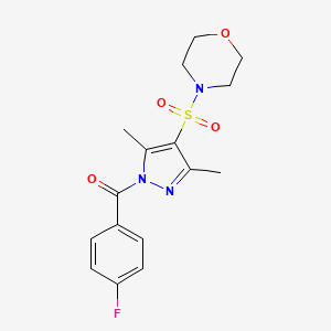 molecular formula C16H18FN3O4S B11258893 3,5-Dimethyl-4-(morpholin-4-ylsulfonyl)pyrazolyl 4-fluorophenyl ketone 