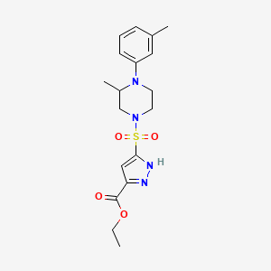 molecular formula C18H24N4O4S B11258936 ethyl 3-{[3-methyl-4-(3-methylphenyl)piperazin-1-yl]sulfonyl}-1H-pyrazole-5-carboxylate 