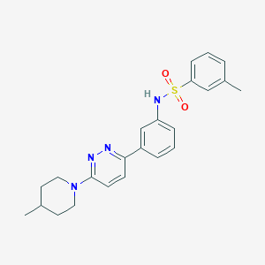 molecular formula C23H26N4O2S B11258975 3-methyl-N-(3-(6-(4-methylpiperidin-1-yl)pyridazin-3-yl)phenyl)benzenesulfonamide 