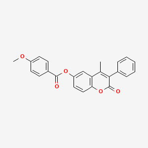 molecular formula C24H18O5 B11259007 4-methyl-2-oxo-3-phenyl-2H-chromen-6-yl 4-methoxybenzoate 