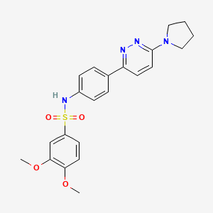 3,4-dimethoxy-N-(4-(6-(pyrrolidin-1-yl)pyridazin-3-yl)phenyl)benzenesulfonamide