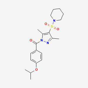 (3,5-dimethyl-4-(piperidin-1-ylsulfonyl)-1H-pyrazol-1-yl)(4-isopropoxyphenyl)methanone