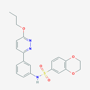 molecular formula C21H21N3O5S B11259045 N-[3-(6-propoxypyridazin-3-yl)phenyl]-2,3-dihydro-1,4-benzodioxine-6-sulfonamide 