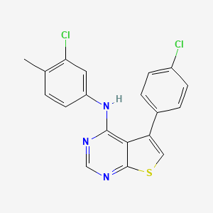 molecular formula C19H13Cl2N3S B11259082 N-(3-chloro-4-methylphenyl)-5-(4-chlorophenyl)thieno[2,3-d]pyrimidin-4-amine 