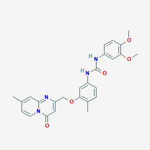 molecular formula C26H26N4O5 B11259093 1-(3,4-Dimethoxyphenyl)-3-[4-methyl-3-({8-methyl-4-oxo-4H-pyrido[1,2-A]pyrimidin-2-YL}methoxy)phenyl]urea 