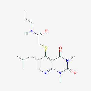 molecular formula C18H26N4O3S B11259125 2-((6-isobutyl-1,3-dimethyl-2,4-dioxo-1,2,3,4-tetrahydropyrido[2,3-d]pyrimidin-5-yl)thio)-N-propylacetamide 