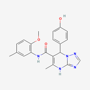 molecular formula C21H21N5O3 B11259163 7-(4-hydroxyphenyl)-N-(2-methoxy-5-methylphenyl)-5-methyl-4,7-dihydro[1,2,4]triazolo[1,5-a]pyrimidine-6-carboxamide 