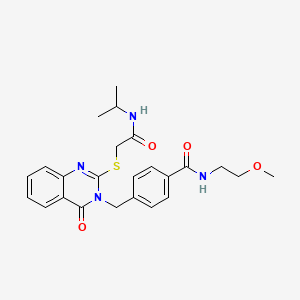 N-(2-methoxyethyl)-4-{[4-oxo-2-({[(propan-2-yl)carbamoyl]methyl}sulfanyl)-3,4-dihydroquinazolin-3-yl]methyl}benzamide