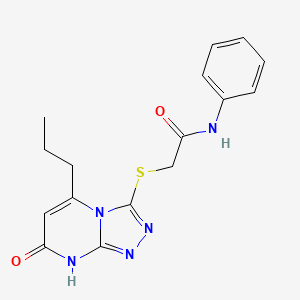 2-({7-Oxo-5-propyl-7H,8H-[1,2,4]triazolo[4,3-A]pyrimidin-3-YL}sulfanyl)-N-phenylacetamide