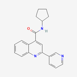 molecular formula C20H19N3O B11259228 N-cyclopentyl-2-(pyridin-3-yl)quinoline-4-carboxamide 