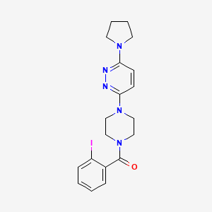 molecular formula C19H22IN5O B11259262 3-[4-(2-Iodobenzoyl)piperazin-1-YL]-6-(pyrrolidin-1-YL)pyridazine 