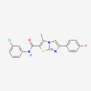 molecular formula C19H13ClFN3OS B11259270 N-(3-chlorophenyl)-6-(4-fluorophenyl)-3-methylimidazo[2,1-b]thiazole-2-carboxamide 