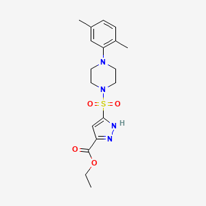 molecular formula C18H24N4O4S B11259276 ethyl 3-{[4-(2,5-dimethylphenyl)piperazin-1-yl]sulfonyl}-1H-pyrazole-5-carboxylate 