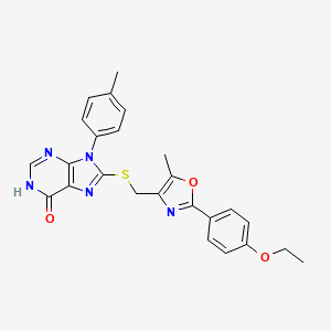 molecular formula C25H23N5O3S B11259290 8-({[2-(4-ethoxyphenyl)-5-methyl-1,3-oxazol-4-yl]methyl}sulfanyl)-9-(4-methylphenyl)-1,9-dihydro-6H-purin-6-one 