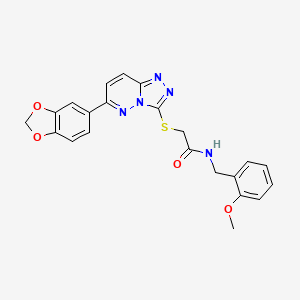 molecular formula C22H19N5O4S B11259306 2-((6-(benzo[d][1,3]dioxol-5-yl)-[1,2,4]triazolo[4,3-b]pyridazin-3-yl)thio)-N-(2-methoxybenzyl)acetamide 