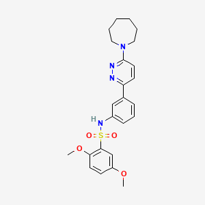 molecular formula C24H28N4O4S B11259315 N-(3-(6-(azepan-1-yl)pyridazin-3-yl)phenyl)-2,5-dimethoxybenzenesulfonamide 