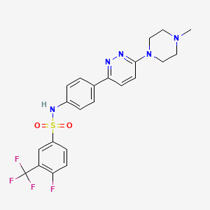 molecular formula C22H21F4N5O2S B11259348 4-fluoro-N-(4-(6-(4-methylpiperazin-1-yl)pyridazin-3-yl)phenyl)-3-(trifluoromethyl)benzenesulfonamide 