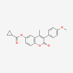 3-(4-methoxyphenyl)-4-methyl-2-oxo-2H-chromen-6-yl cyclopropanecarboxylate