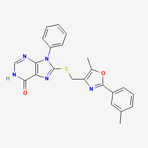 8-({[5-methyl-2-(3-methylphenyl)-1,3-oxazol-4-yl]methyl}sulfanyl)-9-phenyl-1,9-dihydro-6H-purin-6-one