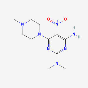 molecular formula C11H19N7O2 B11259410 N~2~,N~2~-dimethyl-6-(4-methylpiperazin-1-yl)-5-nitropyrimidine-2,4-diamine 