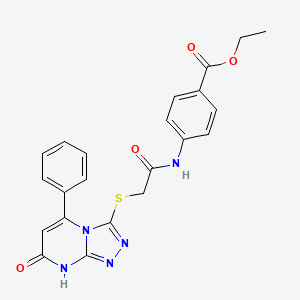 Ethyl 4-[2-({7-oxo-5-phenyl-7H,8H-[1,2,4]triazolo[4,3-A]pyrimidin-3-YL}sulfanyl)acetamido]benzoate