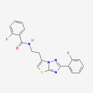 2-fluoro-N-(2-(2-(2-fluorophenyl)thiazolo[3,2-b][1,2,4]triazol-6-yl)ethyl)benzamide