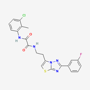 molecular formula C21H17ClFN5O2S B11259467 N1-(3-chloro-2-methylphenyl)-N2-(2-(2-(3-fluorophenyl)thiazolo[3,2-b][1,2,4]triazol-6-yl)ethyl)oxalamide 