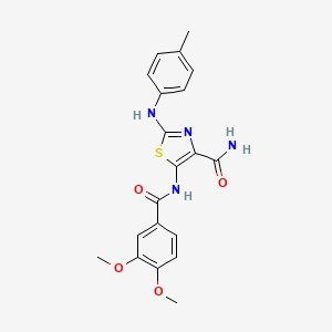 molecular formula C20H20N4O4S B11259492 5-{[(3,4-Dimethoxyphenyl)carbonyl]amino}-2-[(4-methylphenyl)amino]-1,3-thiazole-4-carboxamide 