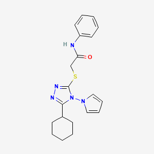 molecular formula C20H23N5OS B11259493 2-{[5-cyclohexyl-4-(1H-pyrrol-1-yl)-4H-1,2,4-triazol-3-yl]sulfanyl}-N-phenylacetamide 