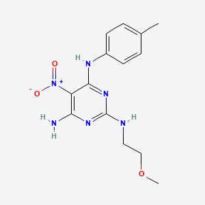 N~2~-(2-methoxyethyl)-N~4~-(4-methylphenyl)-5-nitropyrimidine-2,4,6-triamine