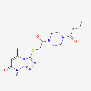 Ethyl 4-[2-({5-methyl-7-oxo-7H,8H-[1,2,4]triazolo[4,3-A]pyrimidin-3-YL}sulfanyl)acetyl]piperazine-1-carboxylate