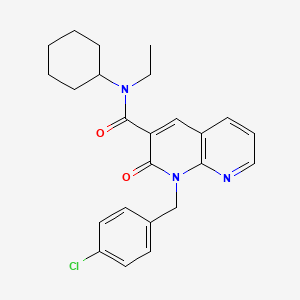 molecular formula C24H26ClN3O2 B11259589 1-(4-chlorobenzyl)-N-cyclohexyl-N-ethyl-2-oxo-1,2-dihydro-1,8-naphthyridine-3-carboxamide 