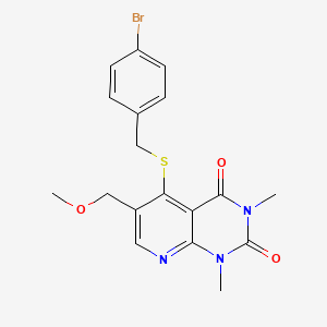 molecular formula C18H18BrN3O3S B11259673 5-((4-bromobenzyl)thio)-6-(methoxymethyl)-1,3-dimethylpyrido[2,3-d]pyrimidine-2,4(1H,3H)-dione 