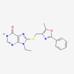 9-ethyl-8-{[(5-methyl-2-phenyl-1,3-oxazol-4-yl)methyl]sulfanyl}-1,9-dihydro-6H-purin-6-one