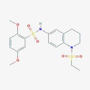 molecular formula C19H24N2O6S2 B11259690 N-(1-(ethylsulfonyl)-1,2,3,4-tetrahydroquinolin-6-yl)-2,5-dimethoxybenzenesulfonamide 