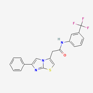 molecular formula C20H14F3N3OS B11259714 2-{6-Phenylimidazo[2,1-B][1,3]thiazol-3-YL}-N-[3-(trifluoromethyl)phenyl]acetamide 