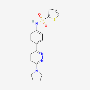 molecular formula C18H18N4O2S2 B11259804 N-{4-[6-(Pyrrolidin-1-YL)pyridazin-3-YL]phenyl}thiophene-2-sulfonamide 